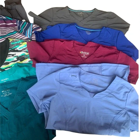 Scrub Sets Bundle - 
Tops: XXS (3) XS (4) and (1) S
Bottoms: (6) Small - Picture 2 of 8